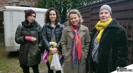 Od lewej: Katarzyna Cieślar, Joanna Plesnar, Barbara Necek, Maria Krauss -Rozwadów 13 marzec 2017 r. (fot. Plesnar & Krauss FILMS)