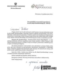 List Ministra Obrony Narodowej Mariusza Błaszczaka skierowany do uczestników pogrzebu płk. Józefa Zawitkowskiego (fot. Jan Zawitkowski)